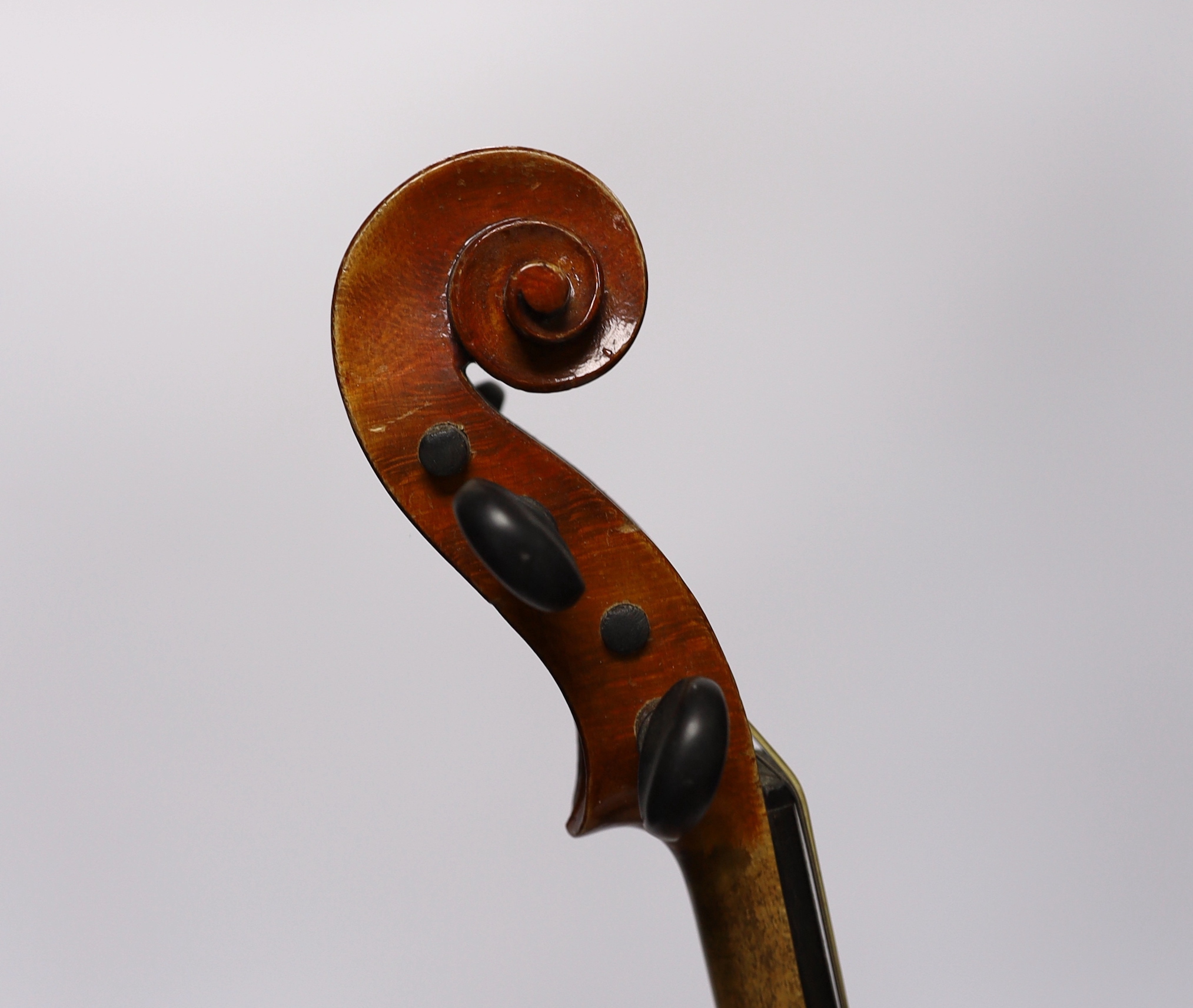 A cased 3/4 sized student violin marked Dresden, with reproduction Stradivarius label